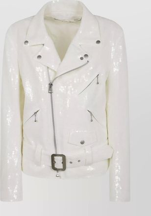 Junya Watanabe waist belted sequin embellished lapel jacket