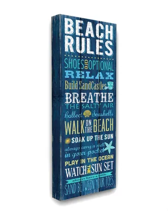 Stupell Industries Beach Rules Relax Breathe Blue Planked Look By Stephanie Workman Marrott