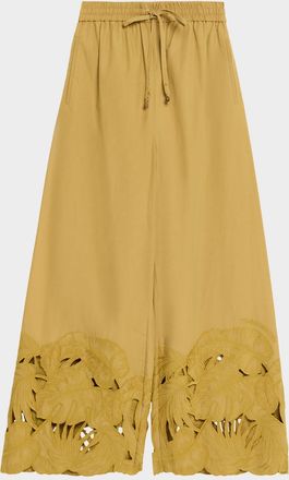 Zimmermann Mahon Embroidered Cotton Pants