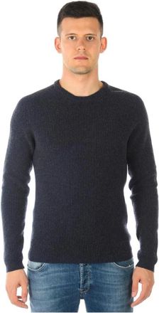 Armani Jeans Gezellige Gebreide Trui - Heren - Ronde hals truien - Blauw - 2XL - Katoen - Truien & Vesten