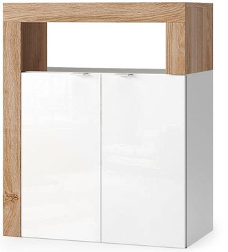 WELLTIME Unterschrank »Hamburg Höhe 78 cm, Breite 64 cm, Badkommode mit 2 Türen,« Badezimmerschrank, dekorativer Rahmen, offenes Fach, Metallgriffe