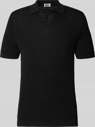 Drykorn Drykorn Slim Fit Strick-Poloshirt mit Strukturmuster Modell BRAIAN in Black, Gr&ouml;&szlig;e XXL