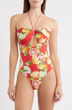 Farm Rio Fruit Print One-Piece Swimsuit in Red at Nordstrom, Size X-Large