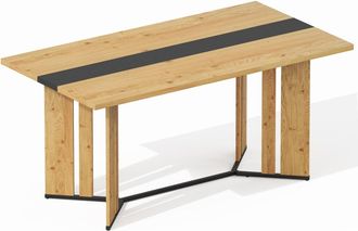 Urban Meuble Mesa de comedor de roble con banda negra central