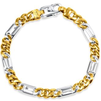 Pompeii3 Mens Figaro Link 14k Gold (38gram) or Platinum (61gram) 7mm Bracelet 8.5
