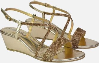 XY London Womens XY London Womens/Ladies Ocean Diamante Wedge Sandals - Gold - Size: 4