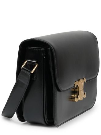 Celine Womens Shoulder Bag Triomphe Classique Black Leather Calf