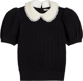 Alice & Olivia embellished puff-sleeve blouse - Black