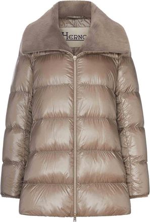 Herno Long Puffer Coat With Faux Fur Collar