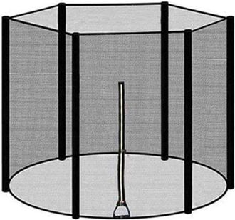 OEM Red De Seguridad Para Cama El&aacute;stica De 2,44 M (8 Pies) - Altura: 163 Cm - Nylon De 120 G/m&sup2; - 6 Postes - F&aacute;cil Instalaci&oacute;n Con Cremalleras