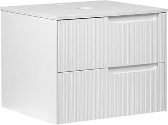 Beliani Beliani - Mueble de baño suspendido frente estriado 2 cajones blanco 60 x 52 cm Quintela