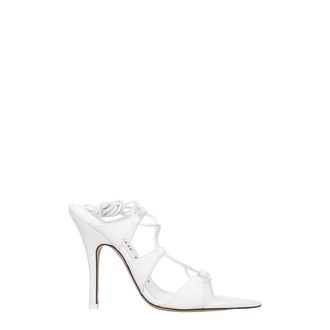 The Attico White Leather Stiletto Heel Womens Sandals