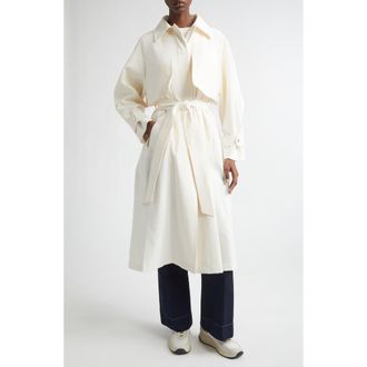 Herno Belted Crinkled Trench Coat in 1200 White at Nordstrom, Size 10 Us