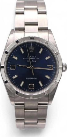 Rolex Pre-owned Rolex Air-King Automatic Chronometer Blue Dial Mens Watch 14010 BLSO