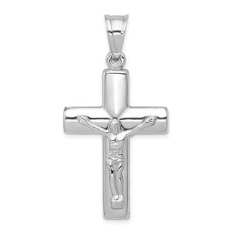 Diamond2Deal 14K White Gold Reversible Crucifix Pendant