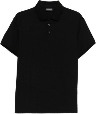Emporio Armani Black Shirt Collar Polos