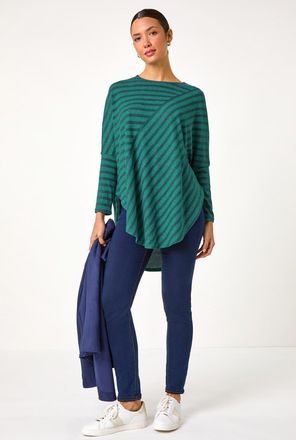 Roman Contrast Stripe Stretch Jersey Top