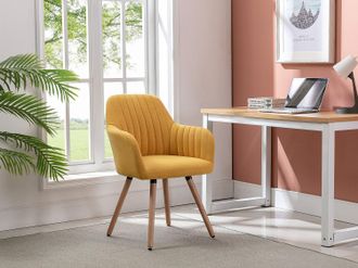 Vente-Unique Sedia con braccioli Tessuto e Metallo effetto legno Giallo - Lotto di 2 - ELEANA