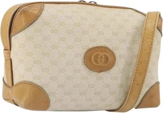 Gucci Pre-owned Vintage Micro Small GG Canvas Schoudertas - Dames - Vintage Schoudertas - Beige - ONE Size - Leer - Vintage