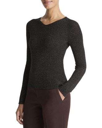 Vince Metallic High V-Neck Alpaca & Wool-Blend Sweater