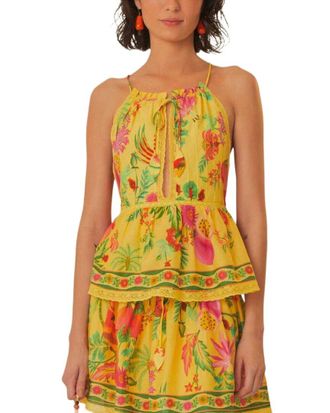 Farm Rio Farm Rio Delicate Fruit Garden Yellow Sleeveless Blouse