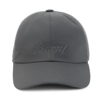 Brioni Geborduurde Baseball Cap - Heren - Petten - Grijs - M - Polyester - Accessoires
