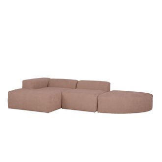 Deco Wood Sof&aacute; 5/6 plazas 3 m&oacute;dulos curvo y chaise longue izq boucl&eacute; rosa