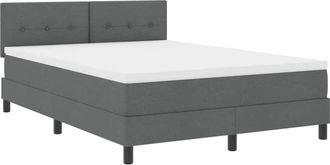 vidaXL Cama Box Spring Con Colch&oacute;n Gris Oscuro 140 X 200 Cm Tela Vidaxl