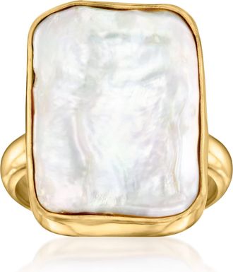 Ross-Simons 19x14mm Cultured Baroque Pearl Ring in 18kt Gold Over Sterling