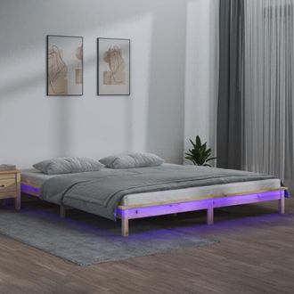 vidaXL vidaXL Giroletto con LED 140x190 cm in Legno Massello