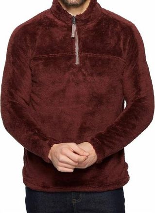 True Grit Plush Half Zip Pullover In Wine