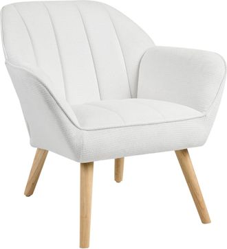 Beliani Poltrona In Tessuto Beige Chiaro Con Gambe In Legno Di Gomma Con Braccioli Torud