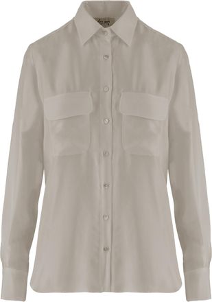 Her Shirt Ivory Classic Collar Silk Shirt