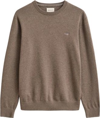 GANT Classic Cotton C-Neck - - Knitwear - Uomo - Marrone - XL