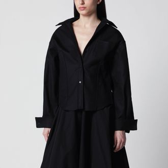 Balenciaga Classic cocoon shirt in double cotton, black