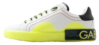 Dolce & Gabbana Mens White Yellow Portofino Leather Sneakers Shoes