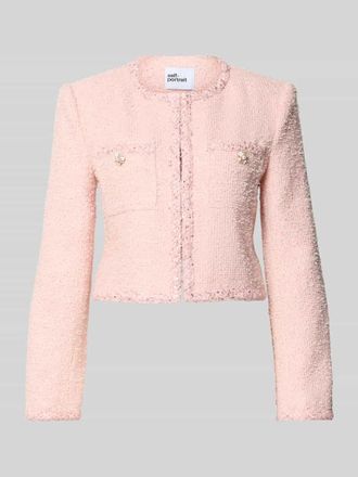Self Portrait Cropped Jacke in Boucl&eacute;-Optik in Pink, Gr&ouml;&szlig;e 34