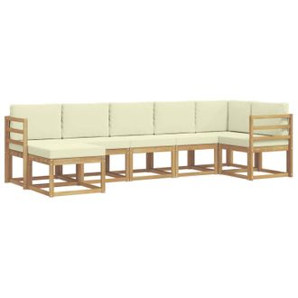 vidaXL Conjunto De Sof&aacute;s De Exterior 7 Pcs Blanco Y Crema Poli&eacute;ster Vidaxl