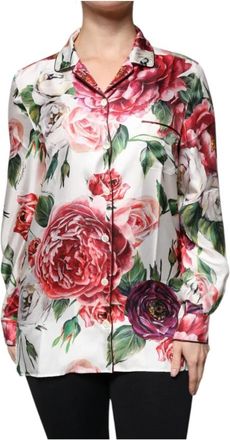 Dolce & Gabbana Zijden Bloes Bloemen Elegant Overhemd - Dames - Overhemden - Veelkleurig - XS - Overhemden