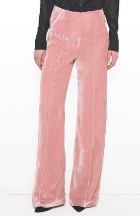 AS by DF Fiona Velvet Straight Leg Trouser in Blush Pink at Nordstrom, Size 10