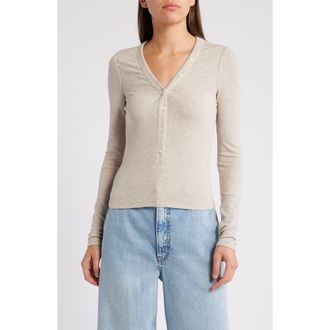 Frame Denim Slinky Henley Top in Oatmeal Heather at Nordstrom Rack, Size X-Large