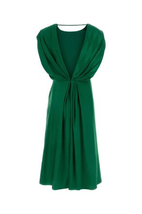 Versace Womens Green Satin Dress Emerald Abiti