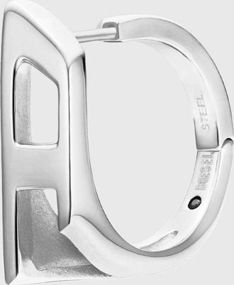 Diesel Stainless steel hoop earring - Earrings - Unisex - Silver