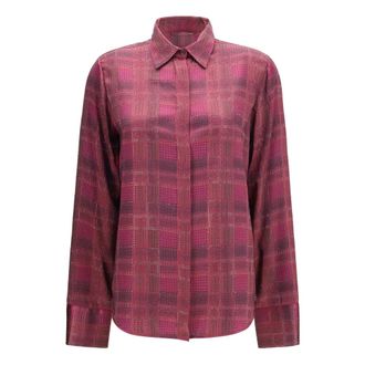 Ermanno Scervino Crystal Check Satin Shirt - Dames - Blouses & Shirts - Roze - Maat: XL Satijn