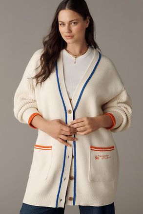 Maeve Cotton Blend Veggie Motif Cardigan Sweater