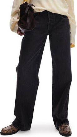 Topshop Ember Low Rise Wide Leg Jeans in Black at Nordstrom Rack, Size 34