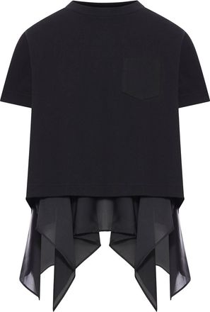 sacai Cotton Jersey And Satin T-Shirt