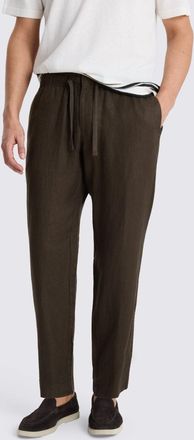 Moss Brown Linen Drawstring Trouser