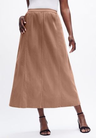 Jessica London Stretch Denim Jegging Skirt in Creamy Mocha at Nordstrom, Size 32