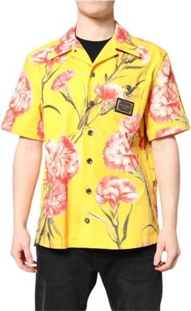 Dolce & Gabbana Button Down Casual Shirt - Heren - Korte mouwen Overhemden - Veelkleurig - L - Katoen - Overhemden